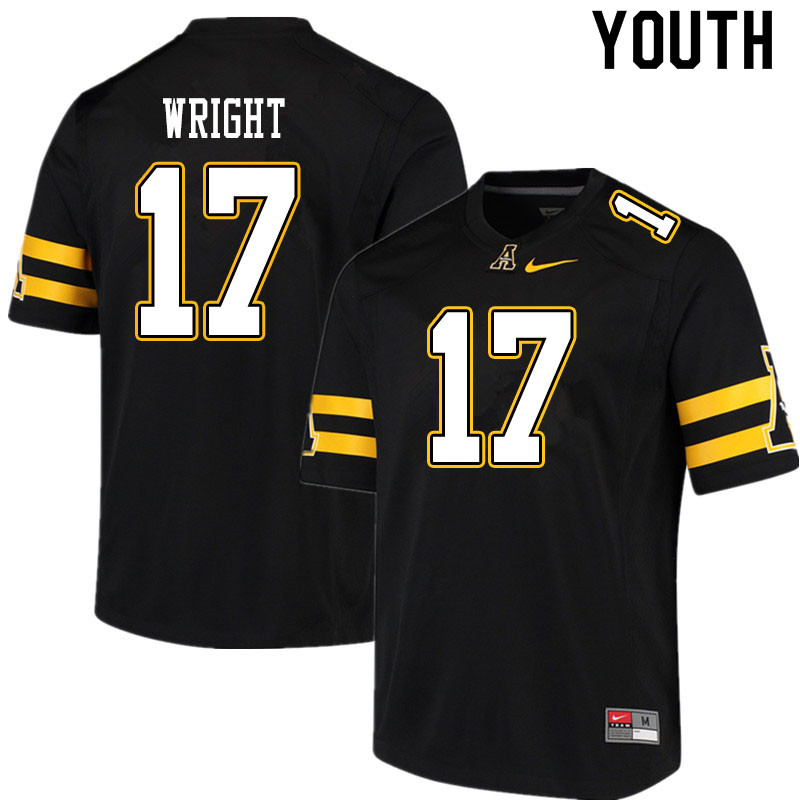 Youth #17 Tommy Wright Appalachian State Mountaineers College Football Jerseys Sale-Black - Click Image to Close